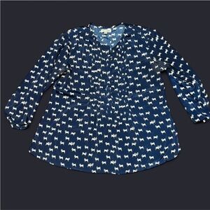 Navy Blue Shirt with Pug Print